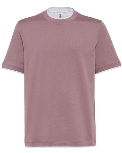 Brunello Cucinelli T-Shirt With Faux-Layering - Purple