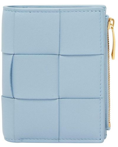 Bottega Veneta Cassette Wallet With Zipper And Two Flaps - Blue