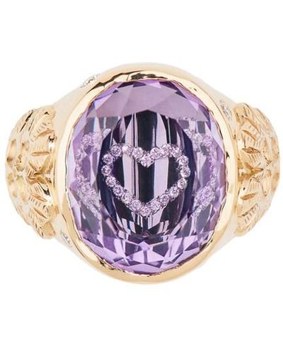 Aurelie Bidermann Morganite And Diamonds Clover-heart Ring - Purple