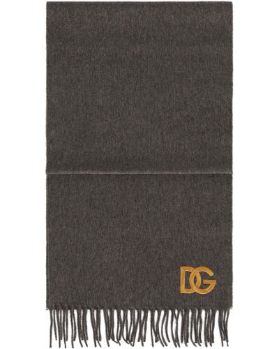 Dolce & Gabbana Kaschmir-Schal mit DG-Stickerei - Schwarz