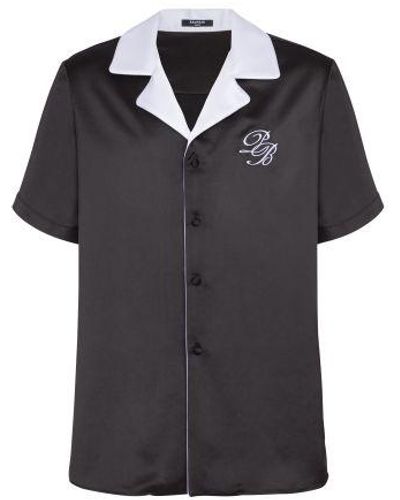 Balmain Satin Short-sleeve Shirt - Black