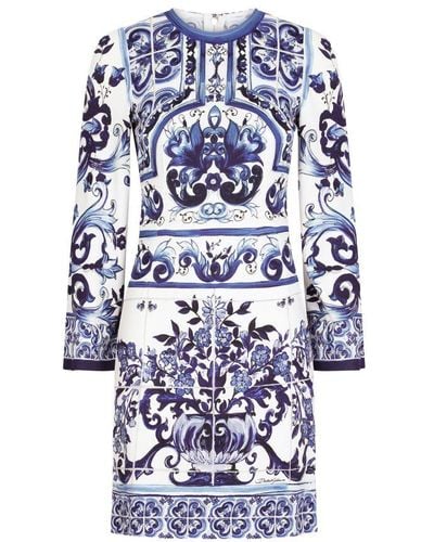 Dolce & Gabbana Short Organzine Dress - Blue