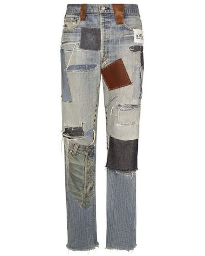Dolce & Gabbana Straight-leg Patchwork Denim Jeans - Gray