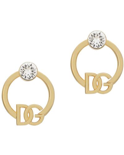 Dolce & Gabbana Hoop Earrings With Dg Logo - Metallic