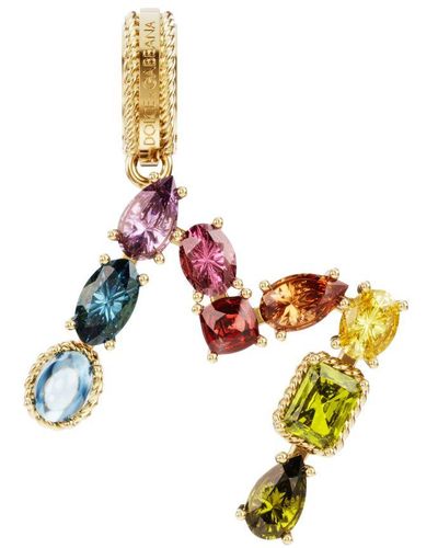 Dolce & Gabbana Alphabet M 18 Kt Charm With Fine Gems - Metallic