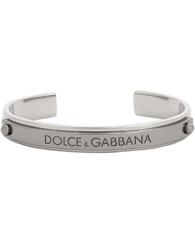 Dolce & Gabbana Rigid Bracelet With Logo - Metallic