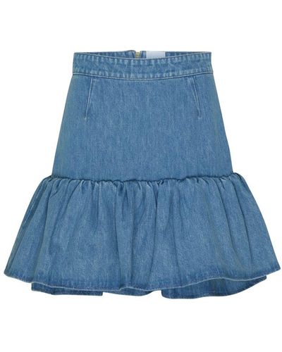 Patou Ruffled Mini Skirt - Blue