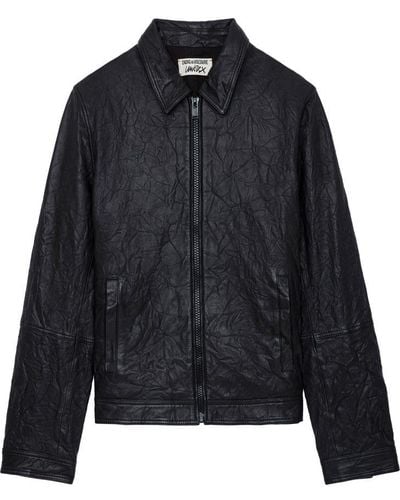 Zadig & Voltaire Lasso Crinkled Leather Jacket - Black