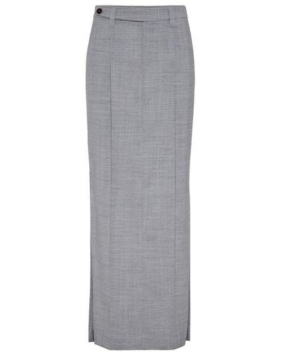Brunello Cucinelli Virgin Wool Skirt - Gray