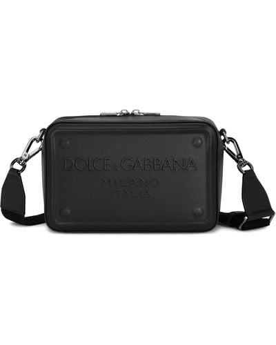 Dolce & Gabbana Umhängetasche Aus Kalbsleder Mit Relieflogo - Schwarz