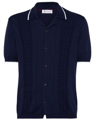 Brunello Cucinelli Short Sleeve Shirt - Blue