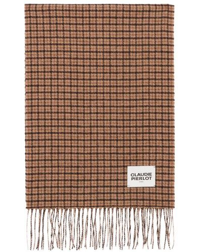 Claudie Pierlot Wool Check Scarf - Brown