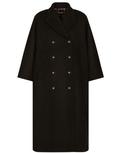 Dolce & Gabbana Double-Breasted Baize Coat - Black