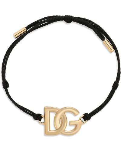 Dolce & Gabbana Bracelet cordon avec grand logo - Métallisé