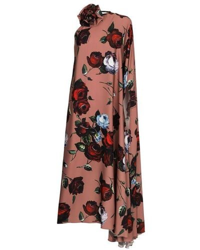 Dolce & Gabbana Asymmetrical Charmeuse Dress - Brown