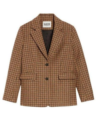 Claudie Pierlot Checked Suit Jacket - Brown