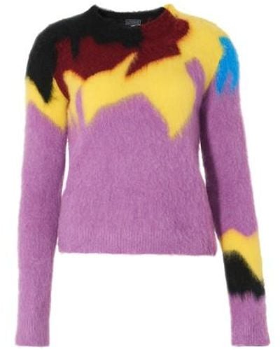 Loewe Intarsia Crewneck Sweater - Purple