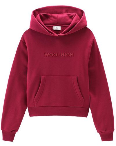 Woolrich Logo Fleece Hoodie - Red