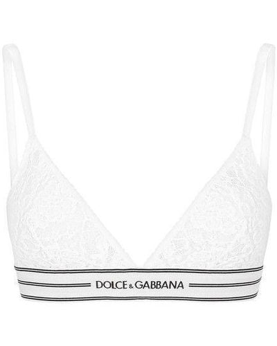 Dolce & Gabbana Non-underwired Lace Bra With Branded Elastic - White