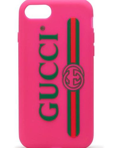 Gucci Rubber Iphone 7 Case With Logo - Pink
