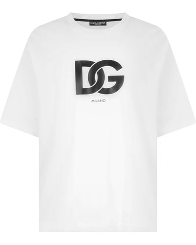 Dolce & Gabbana Baumwoll-T-Shirt mit Logo-Print DG - Weiß