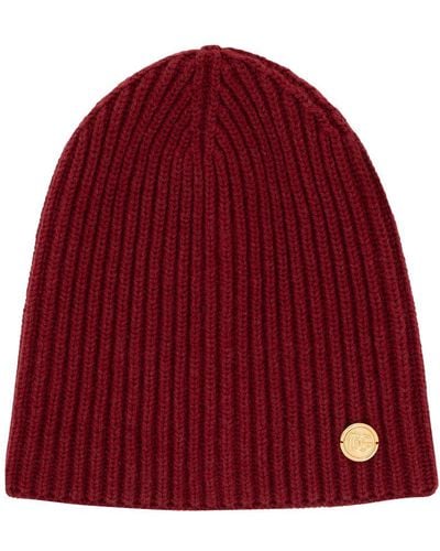 Dolce & Gabbana Knit Cashmere Hat With Dg Patch - Red