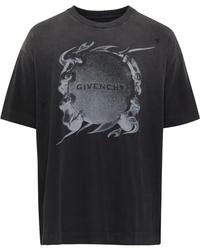 Givenchy T-shirt gris à image à logo imprimée - Noir