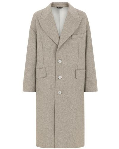 Dolce & Gabbana Single-breasted Wool Coat - Grey