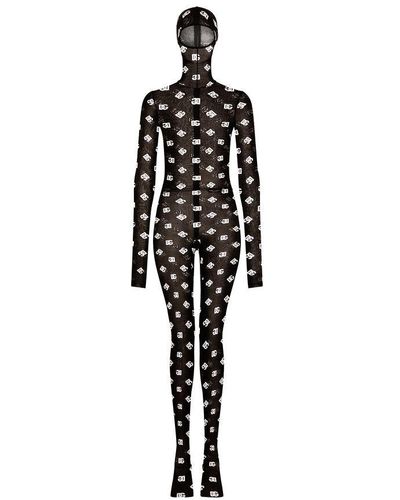Dolce & Gabbana Marquisette Jumpsuit With Hood - Black