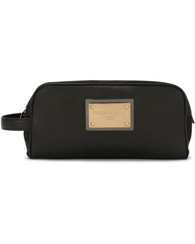 Dolce & Gabbana Kulturtasche aus Nylon und Kalbsleder - Schwarz
