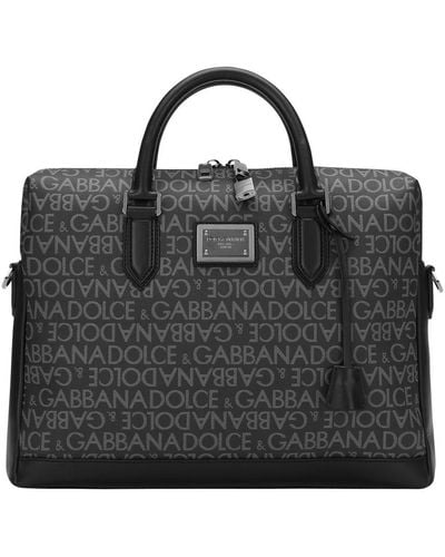 Dolce & Gabbana Coated Jacquard Briefcase - Black