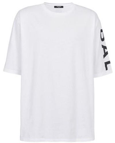 Balmain Oversized Cotton T-shirt With Logo Print - White