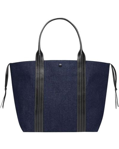 Vanessa Bruno Leather And Cotton Cabas Tote - Blue