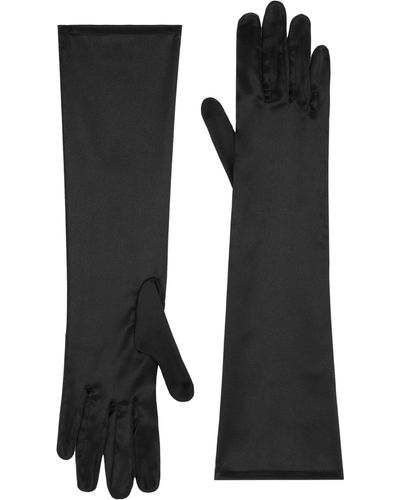 Dolce & Gabbana Kurze Handschuhe aus dehnbarem Seidensatin - Schwarz