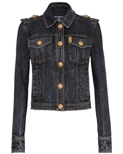 Balmain Faded Denim Jacket - Blue