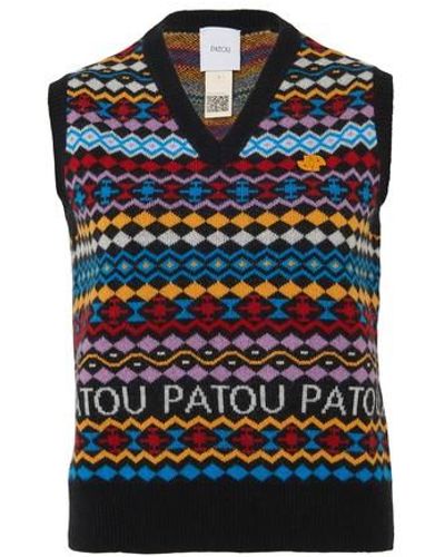 Patou Jacquard Sleeveless Sweater - Multicolor