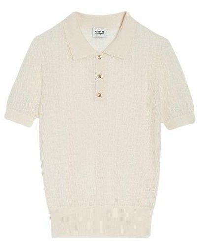 Claudie Pierlot Fine-knit Polo Collar Sweater - Natural