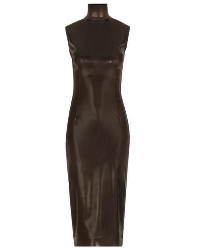 Dolce & Gabbana Satin Midi Dress - Brown