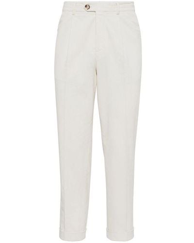 Brunello Cucinelli Leisure Fit Trousers With Pleats - White