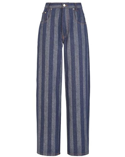 Fendi High-Waisted Five-Pocket Trousers - Blue
