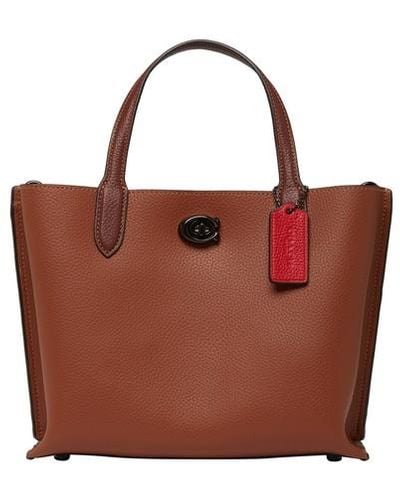 COACH Willow Tote 24 In Colorblock With Signature Canvas Interior - Red
