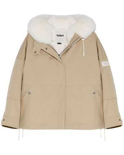 Yves Salomon Waterproof Box-Cut Parka Made From A Waterproof Fabric With Fox And Rabbit Fur Trim - Green