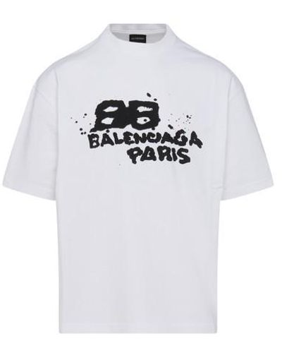 Balenciaga T-shirt à logo imprimé - Blanc