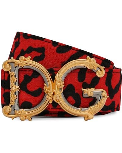 Dolce & Gabbana Brokat-Gürtel mit Leopardenprint und barockem DG-Logo - Schwarz