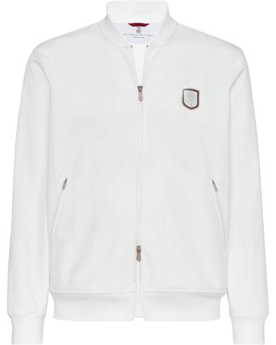 Brunello Cucinelli Sweatshirt mit Tennis-Badge - Weiß