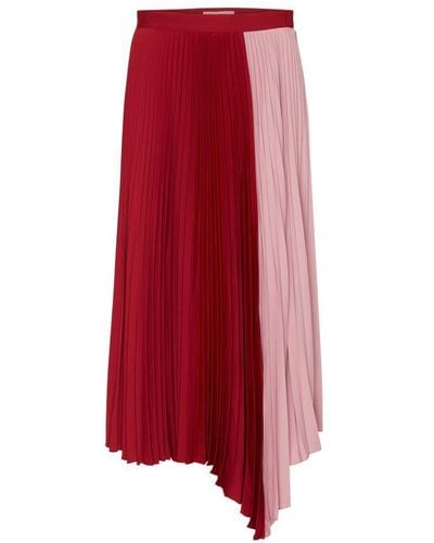 Maison Kitsuné Pleated Asymmetric Midi Skirt - Red