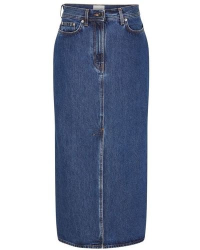 Loulou Studio Rona Organic Cotton Maxi Skirt - Blue