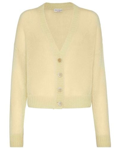 Brunello Cucinelli Mohair And Wool Cardigan - Yellow
