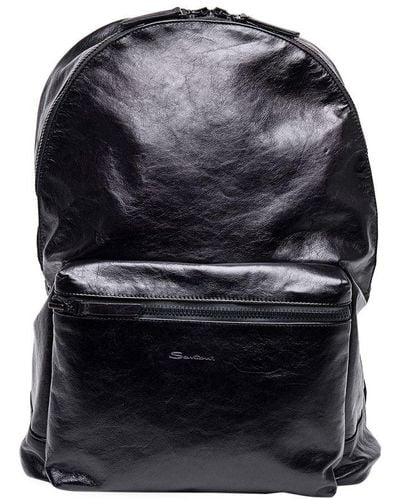 Santoni Leather Backpack - Black