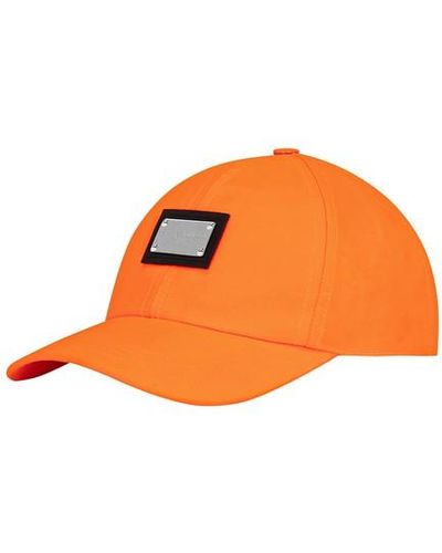 Dolce & Gabbana Nylon Baseball Cap With Branded Tag - Orange